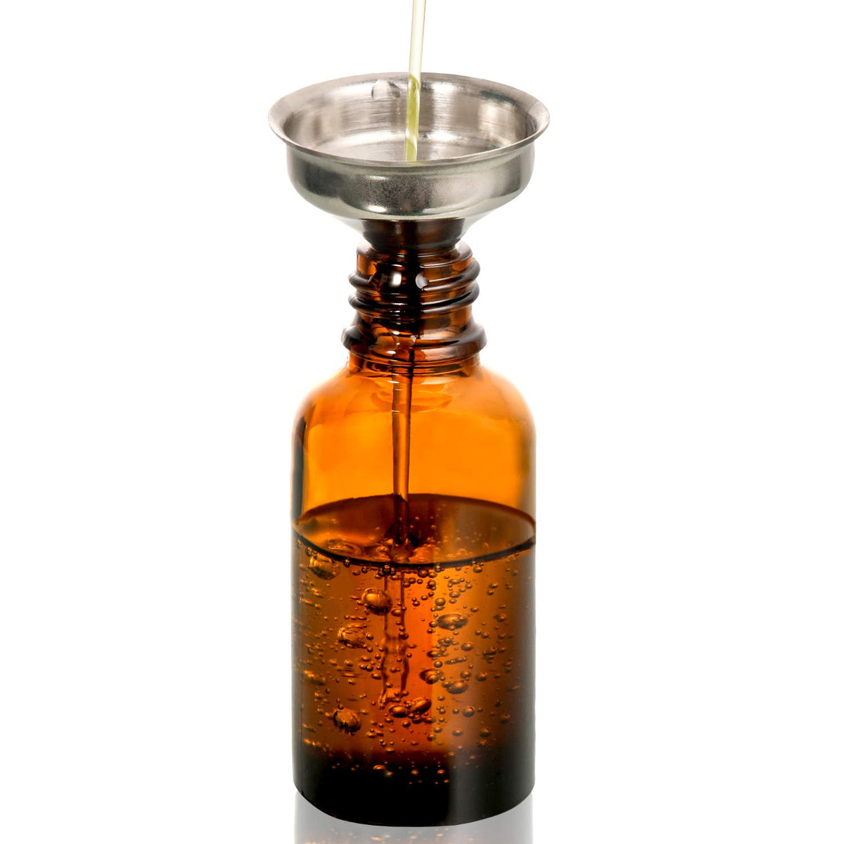 2 oz Amber Glass Dropper Bottle with Funnels F6358