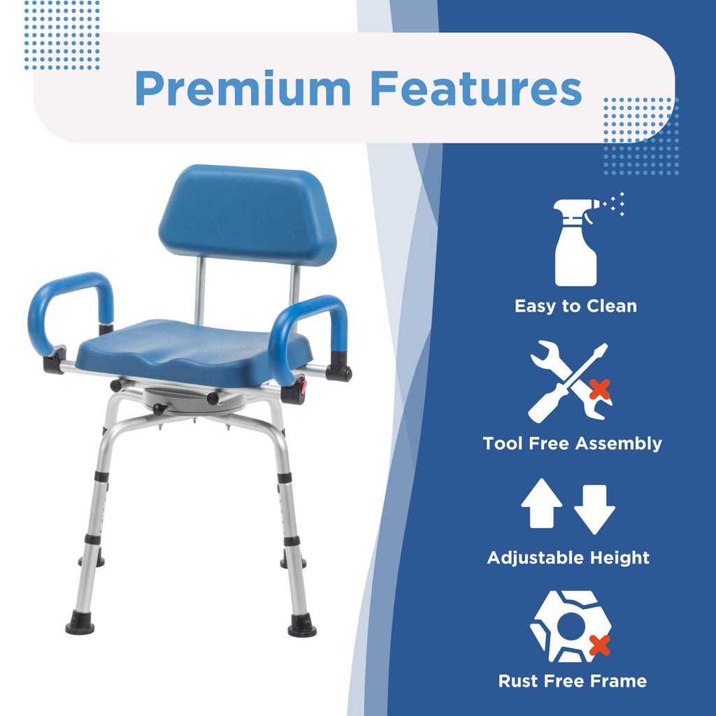 Rotating Shower Chair with Padded Swivel Seat S56359