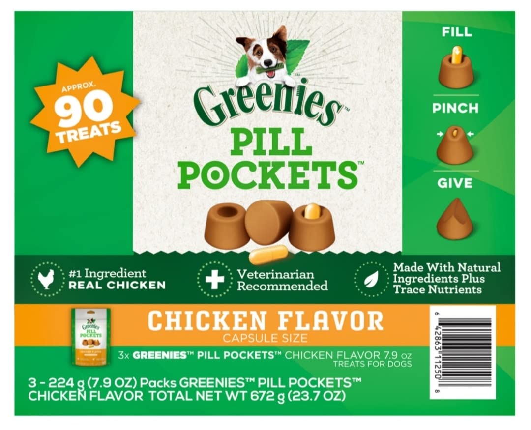 Chicken Flavor Pill Pockets Treats for Dogs 23.7 Oz A503