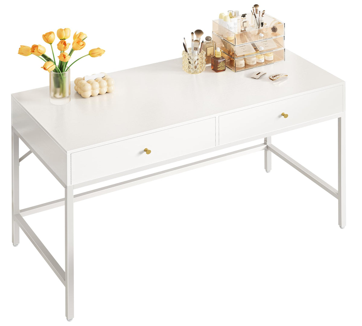 White Vanity Desk with Drawers V439150