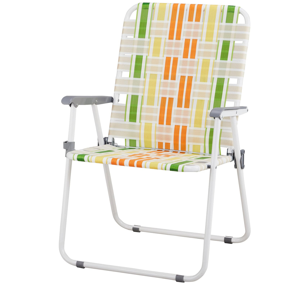 Folding Webbed Lawn Chairs Set of 2 Yellow & Green Q3390
