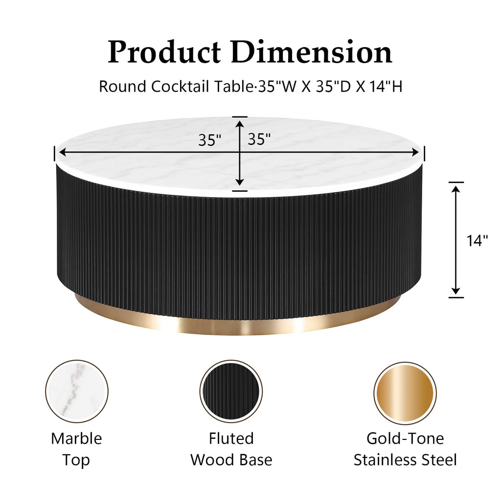 Marble Coffee Table with Pedestal Base L203580