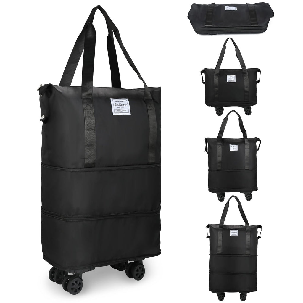 Expandable Rolling Duffle Bag with Wheels, 18L to 30L, Black B6223
