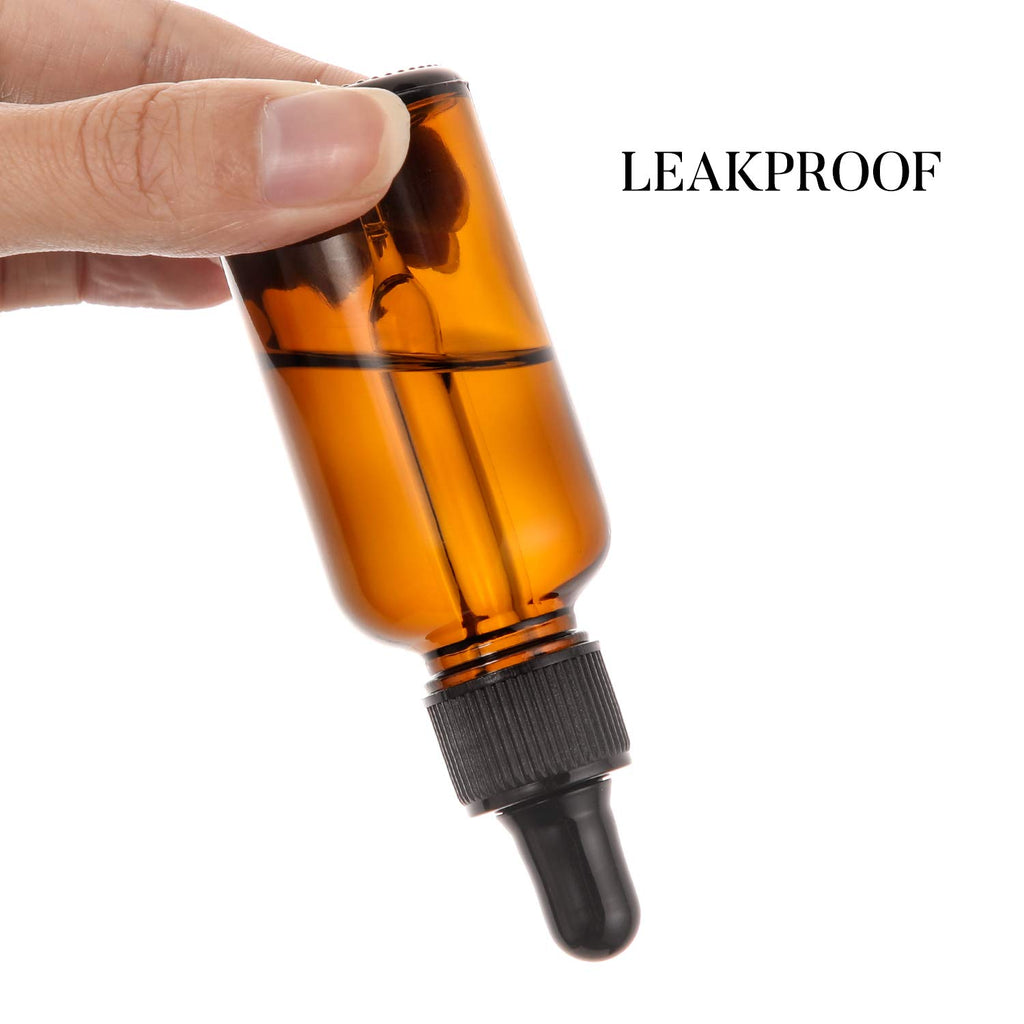 2 oz Amber Glass Dropper Bottle with Funnels F6358