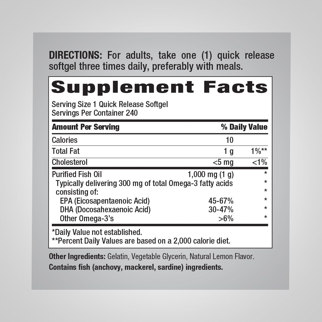 Fish Oil 1000mg 240 Softgels Omega-3 A45866