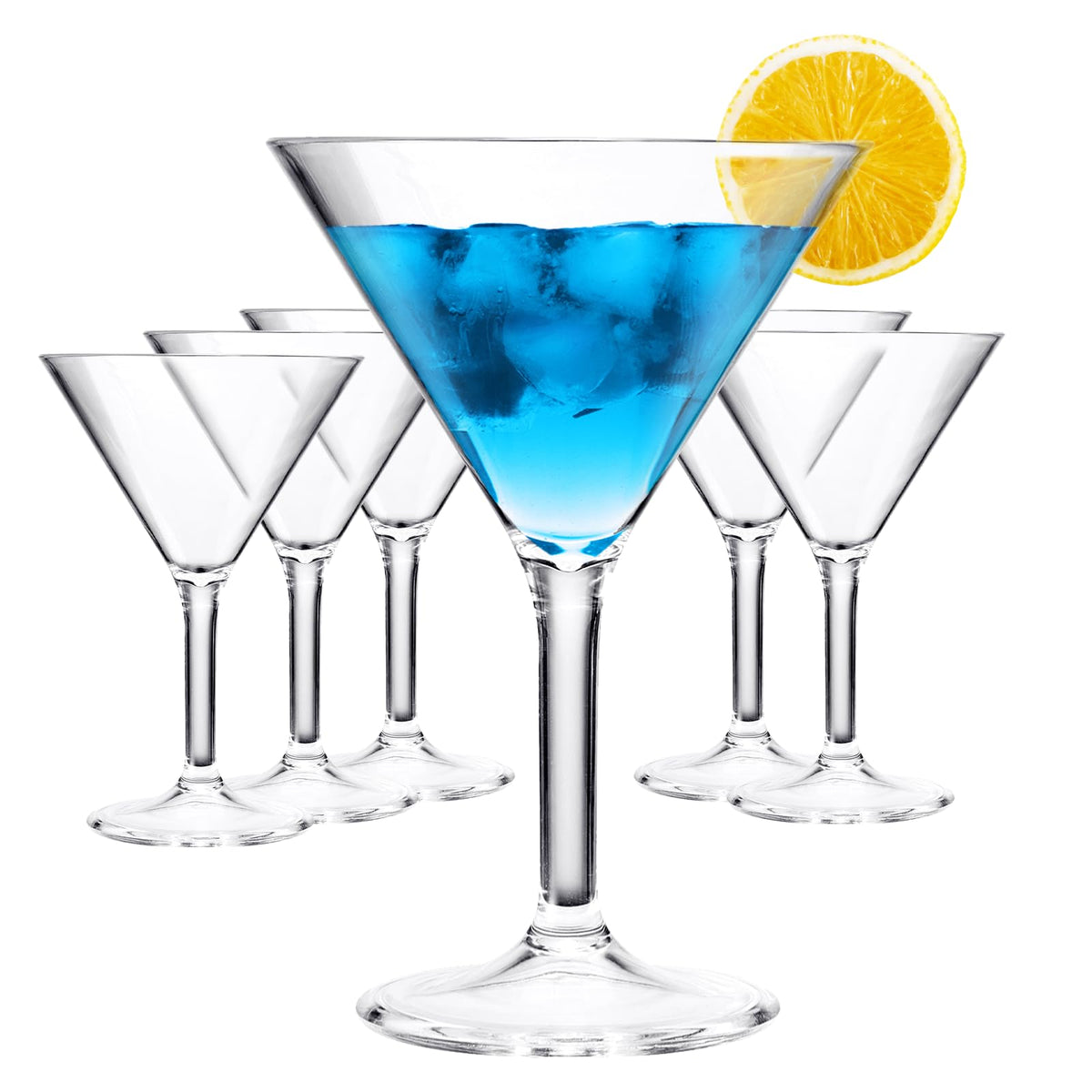 Clear Shatterproof 10oz Martini Glasses Set of 6 Q871