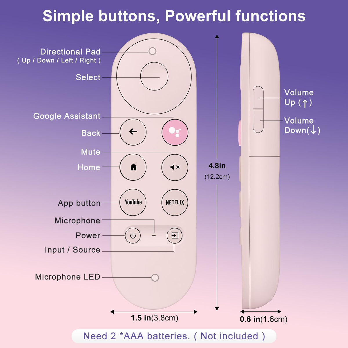 Pink Voice Replacement Remote Control U8788