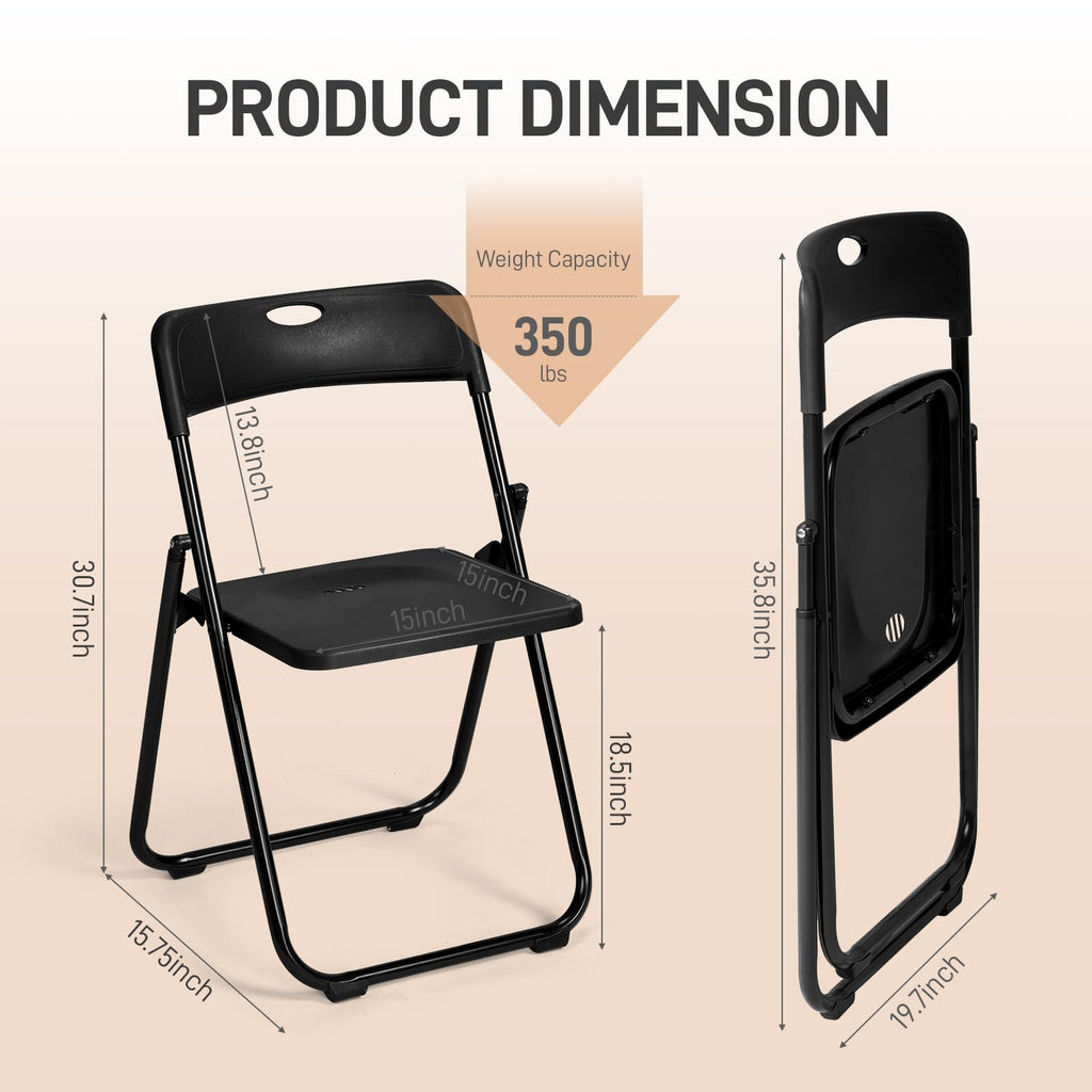 10 PCS Black Plastic Folding Chair J269321