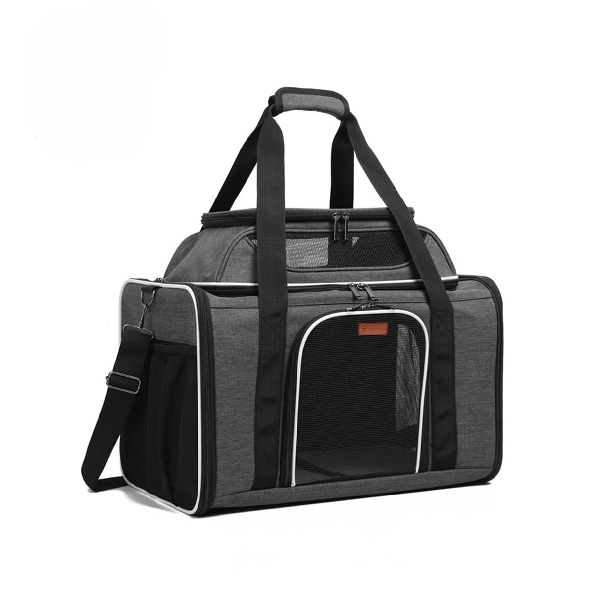 19" Large Soft-Sided Pet Carrier with Mesh, Grey A351