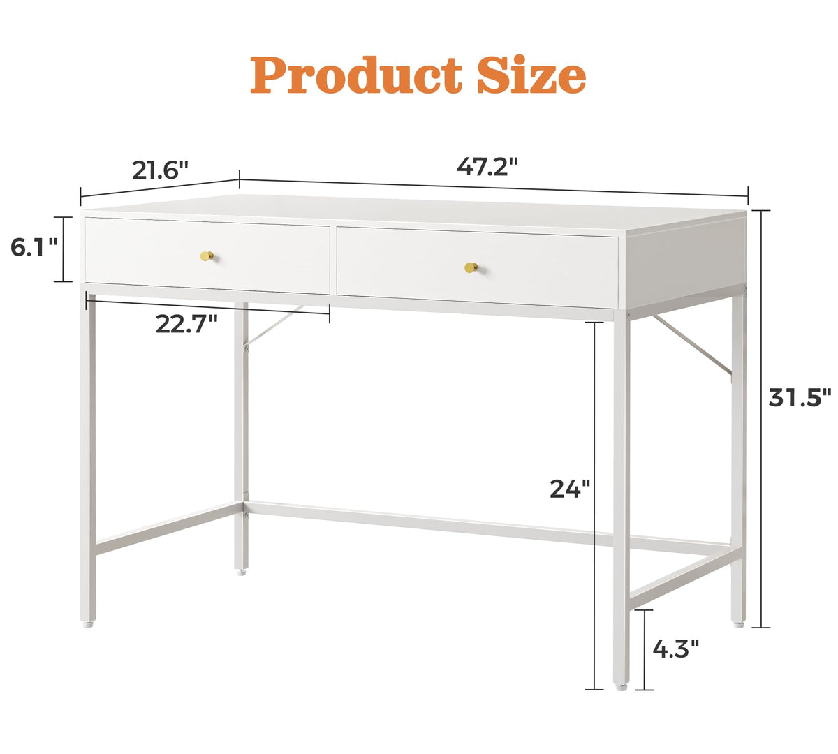 White Vanity Desk with Drawers V439150