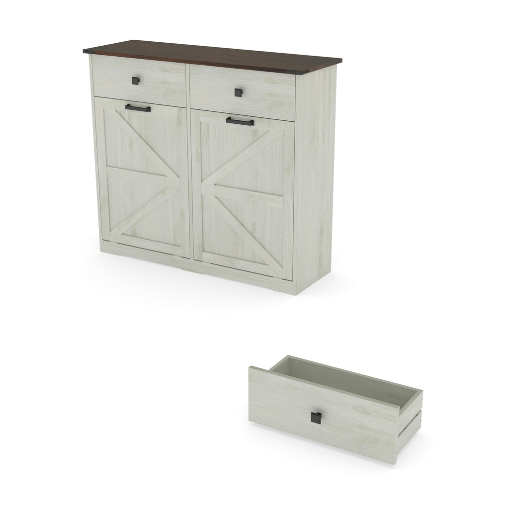 20 Gallon Double Tilt Out Laundry Hamper Cabinet with Drawers I922903