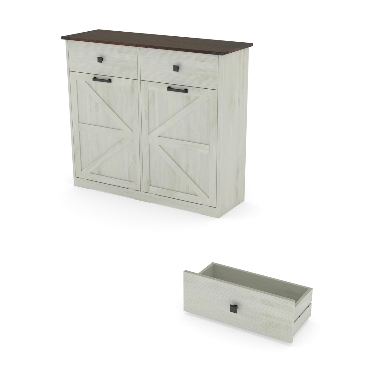 20 Gallon Double Tilt Out Laundry Hamper Cabinet with Drawers I922903