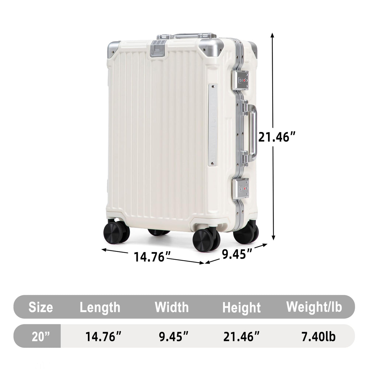 20 In Aluminum Frame ABS Hard Shell Carry On Luggage S48989