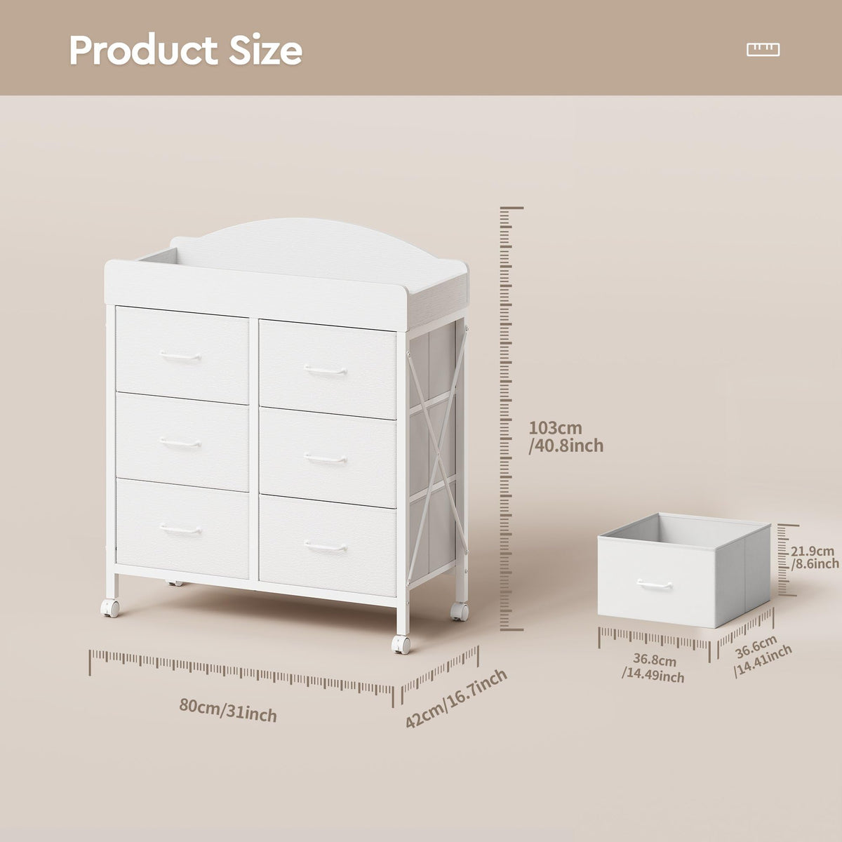 White 6 Drawer Changing Table Dresser O695418