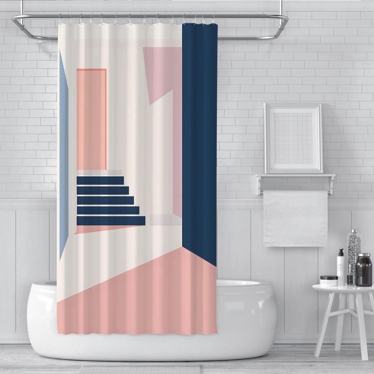 Pink Geometric Shower Curtain 72x72 Inches M119621