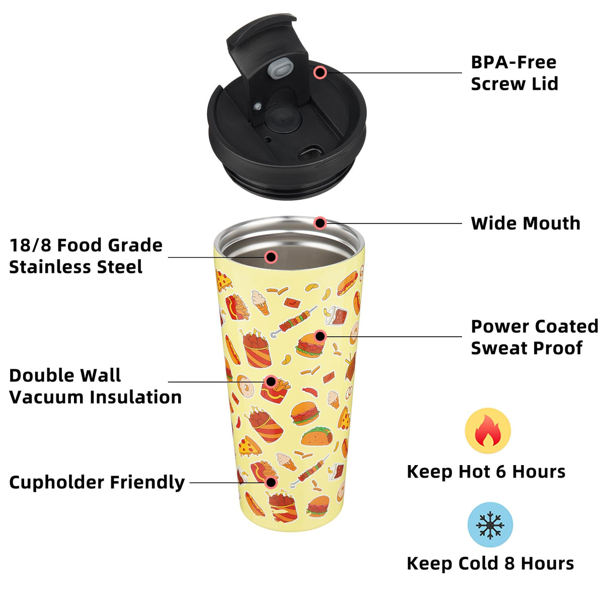 22 oz Insulated Stainless Steel Tumbler with Straw C433365