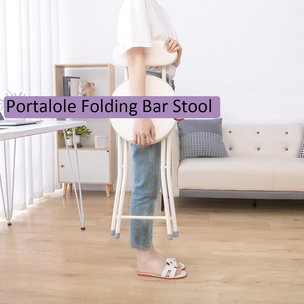 Portable Folding Stool with Back Support, Footrest, Padded Seat, Black C33637