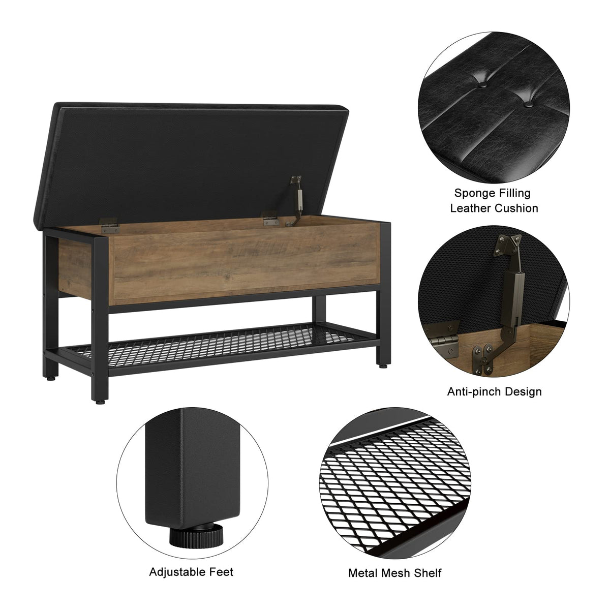 40" W Storage Bench with Cushion Z598264