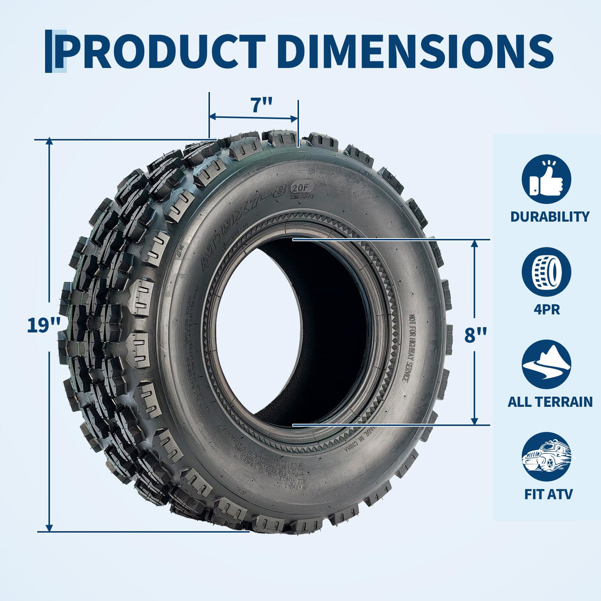 19x7-8 4-Ply Tubeless ATV/UTV Front Tires Set O7433