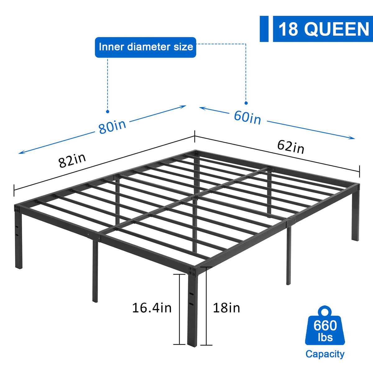 Queen Size Metal Platform Bed Frame N311376