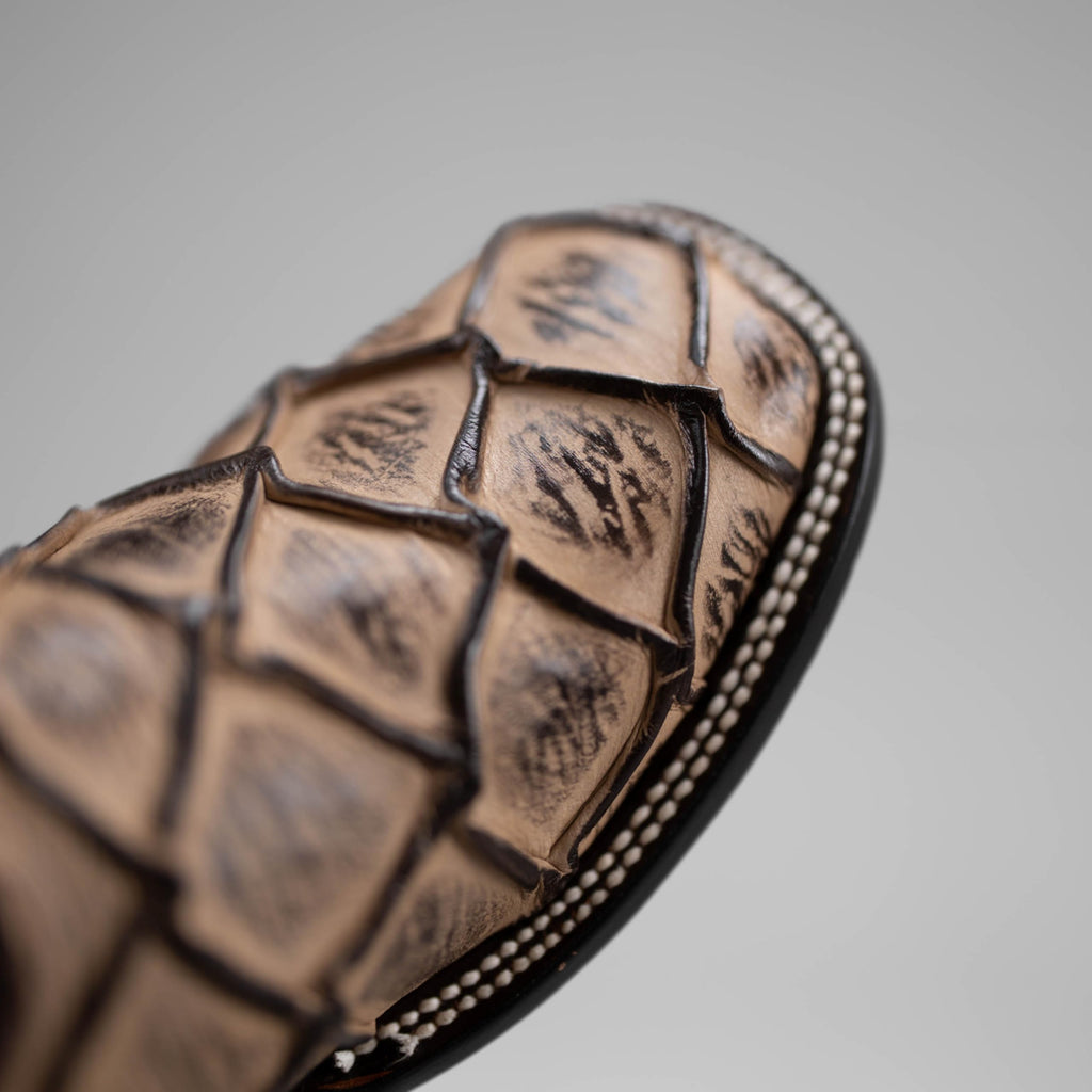 Leather Print Embroidered Square Toe Cowboy Boots M727473