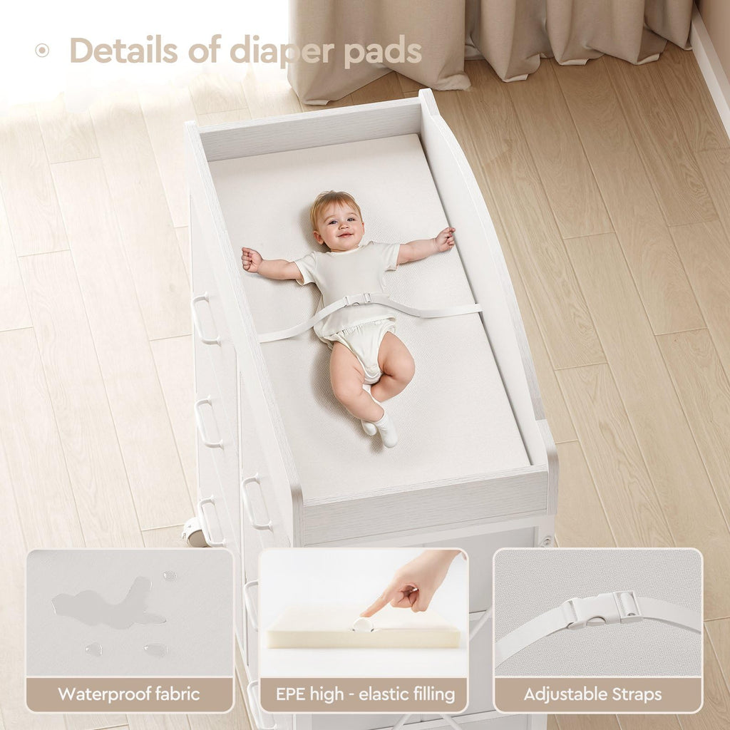 White 6 Drawer Changing Table Dresser O695418