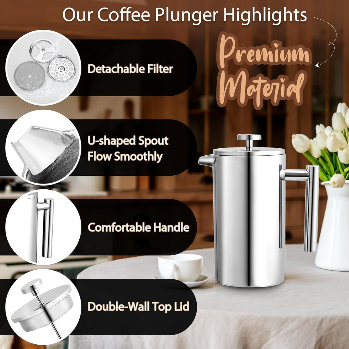 Small 12oz Stainless Steel Insulated French Press Z684043