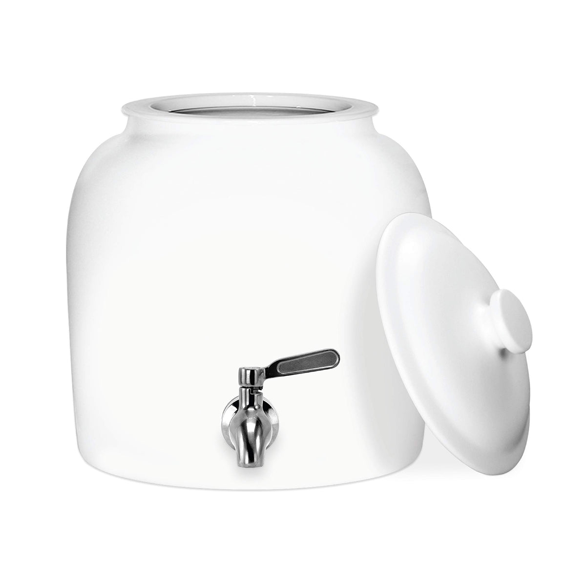 Porcelain Ceramic Crock Water Dispenser with Stainless Steel Faucet and Lid H3072