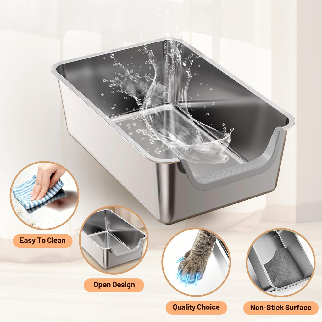 Stainless Steel Cat Litter Box with Low Entry L6514
