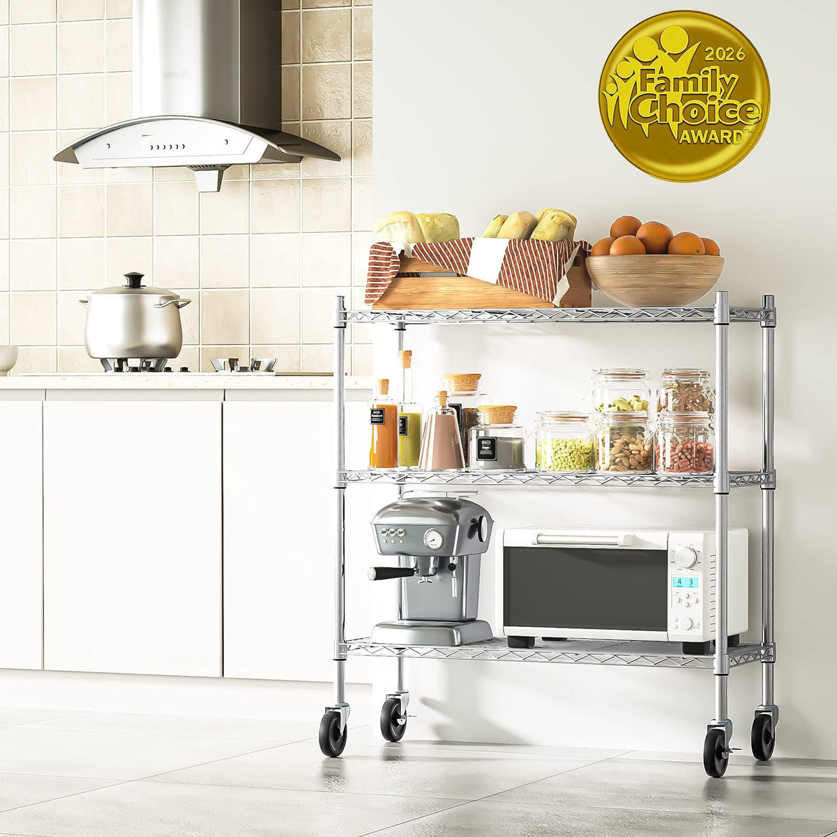 3-Tier Heavy Duty Metal Storage Shelves with Casters X6979