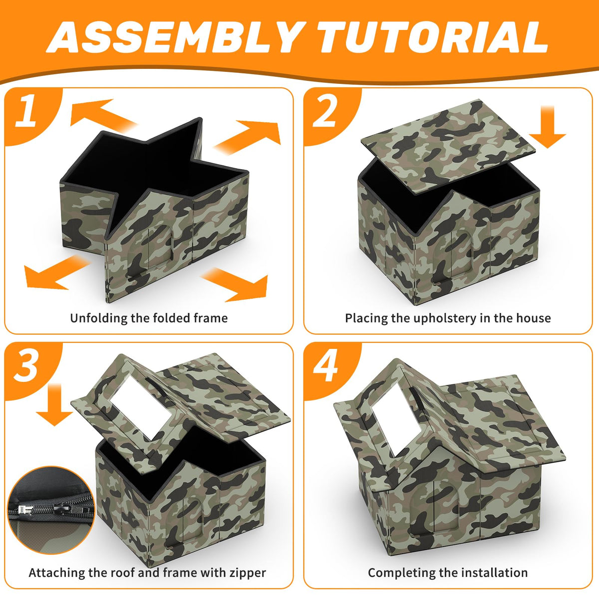 Weatherproof Collapsible Outdoor Cat House with Door and Soft Mat D2954