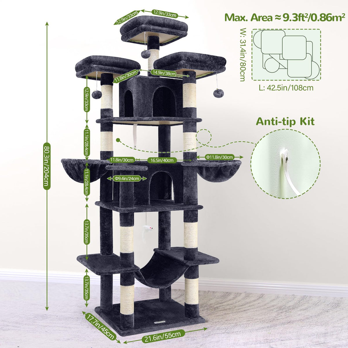Dark Grey XXL Cat Tower E405
