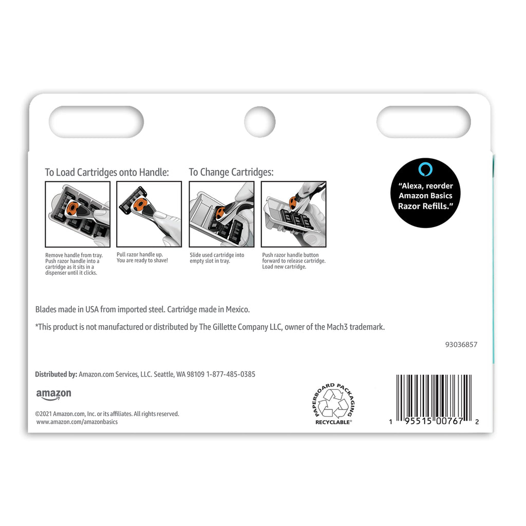 3-Blade Razor Refills with Dual Lubrication, 12 Cartridges C150508