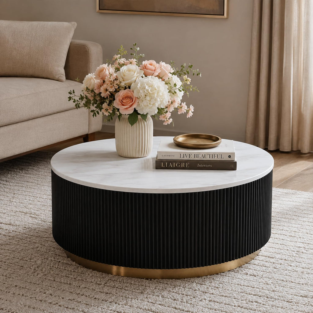 Marble Coffee Table with Pedestal Base L203580