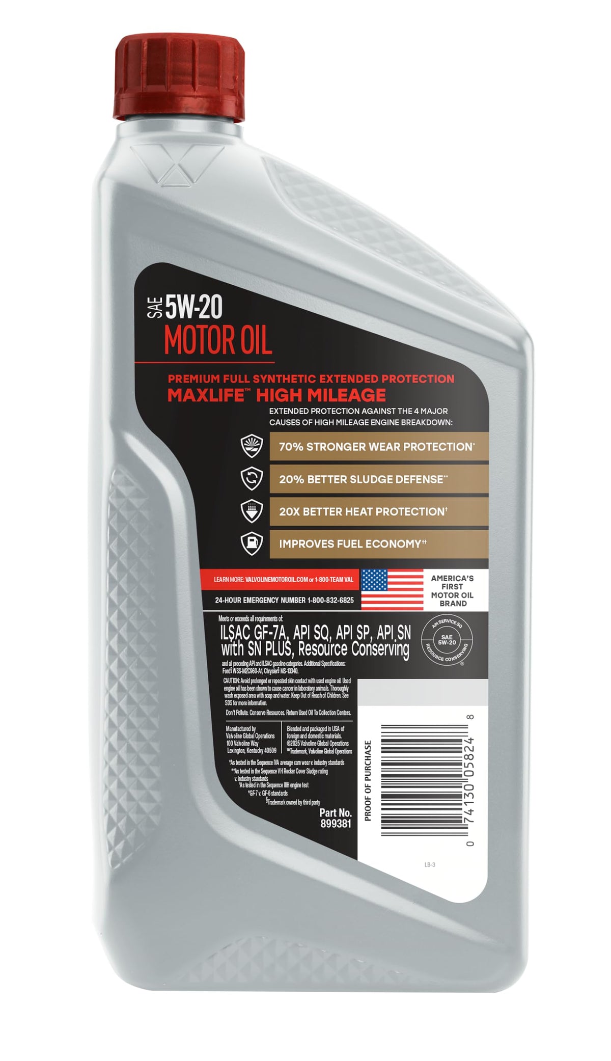 5W-20 Full Synthetic High Mileage Motor Oil 1 Quart H6363