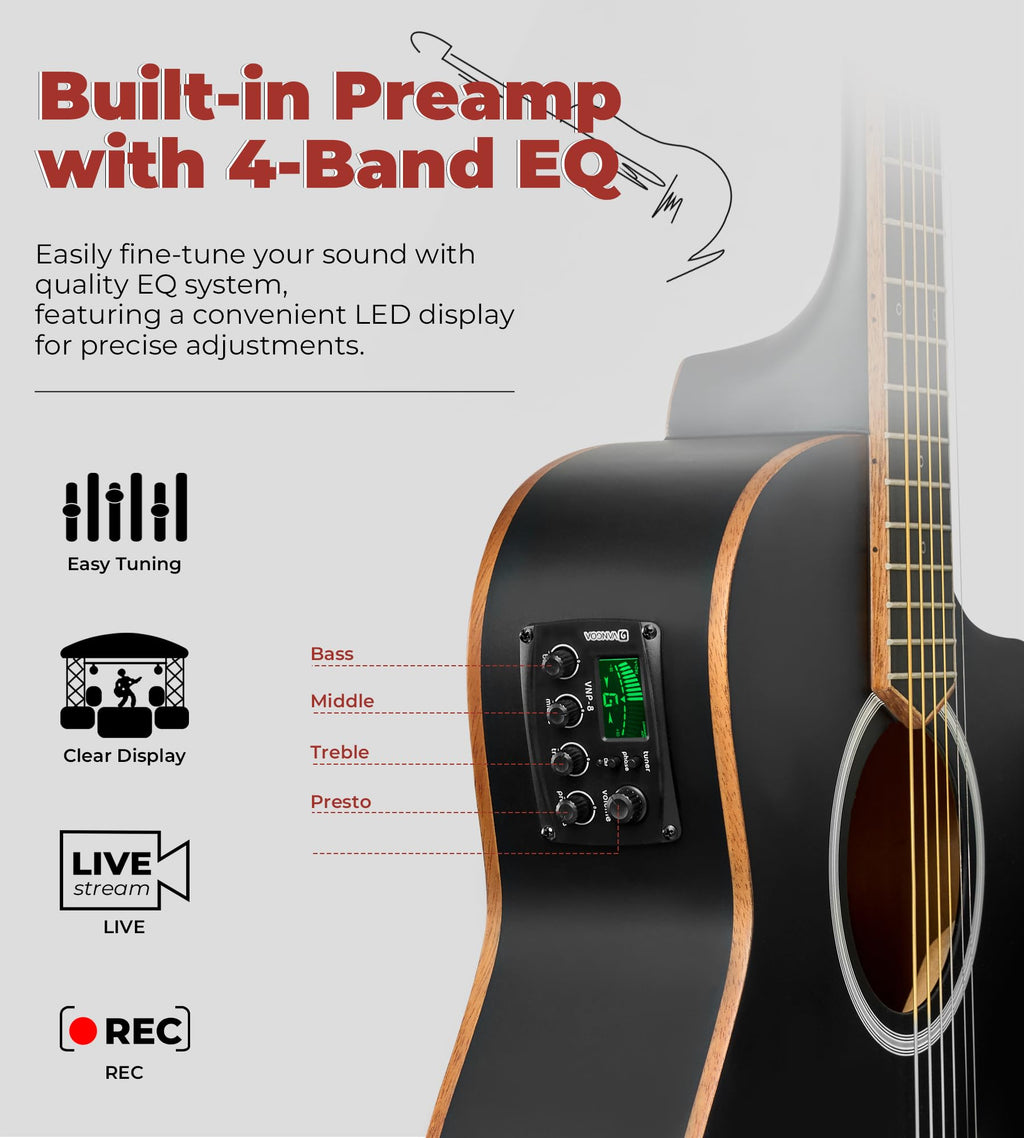 3/4 Electric Acoustic Guitar Kit with 4-Band EQ D326