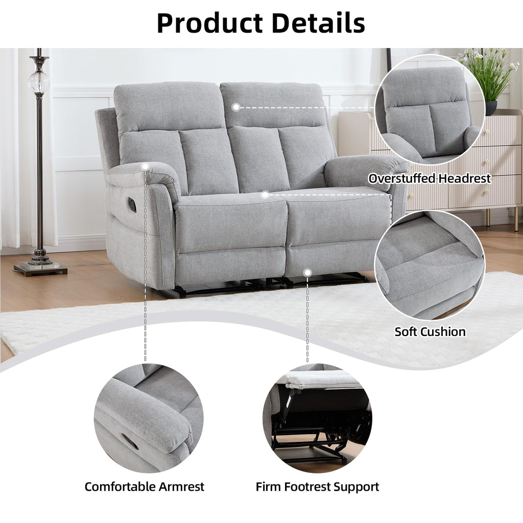 Light Gray Fabric Reclining Loveseat I70037