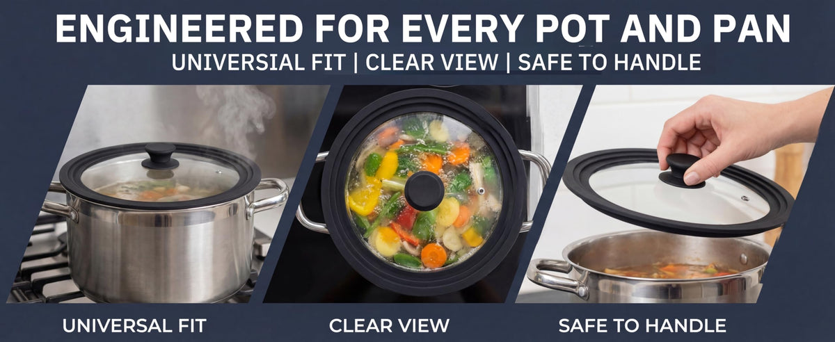 Tempered Glass Universal Lid with Silicone Rim Y6722