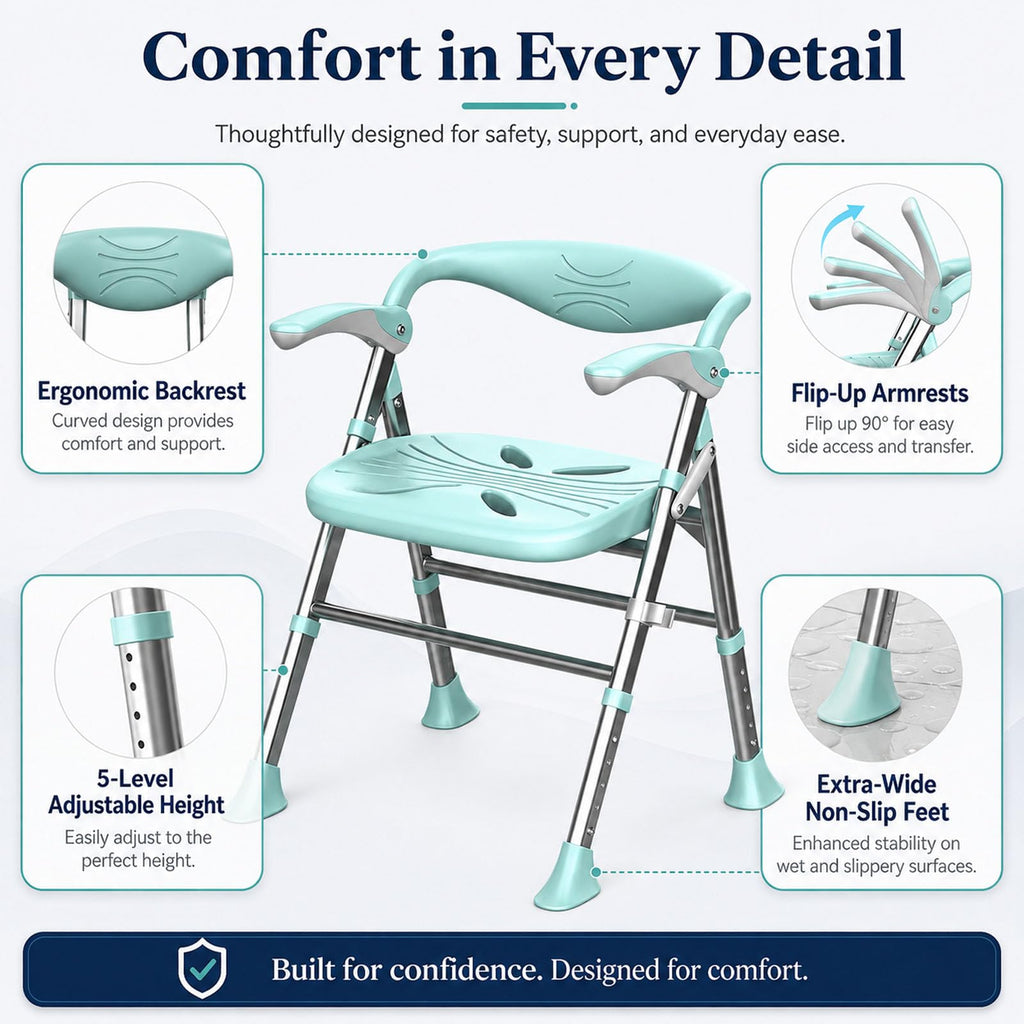 Heavy Duty Shower Chair with Arms and Back F7957