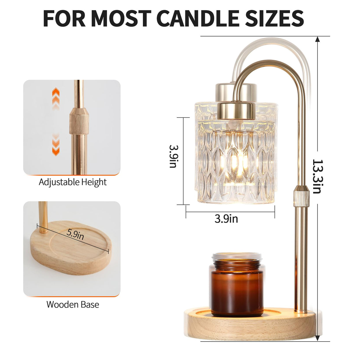 Gold Candle Warmer Lamp with Dimmer and Timer T38645