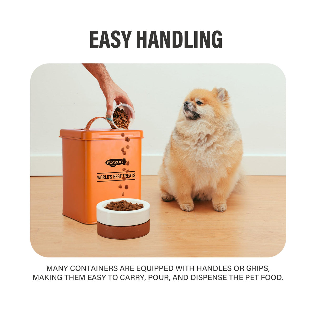 Metal Dog Food Containers with Lids and Spoon, 3 Set W569