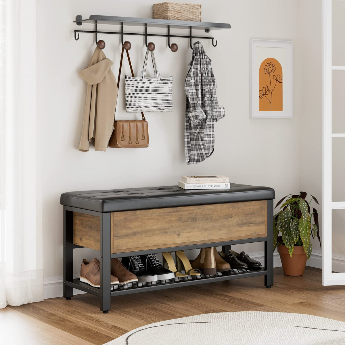 40" W Storage Bench with Cushion Z598264