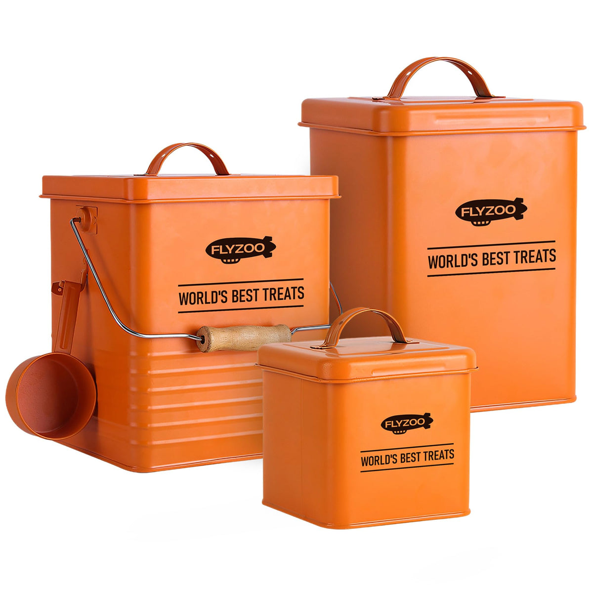 Metal Dog Food Containers with Lids and Spoon, 3 Set W569