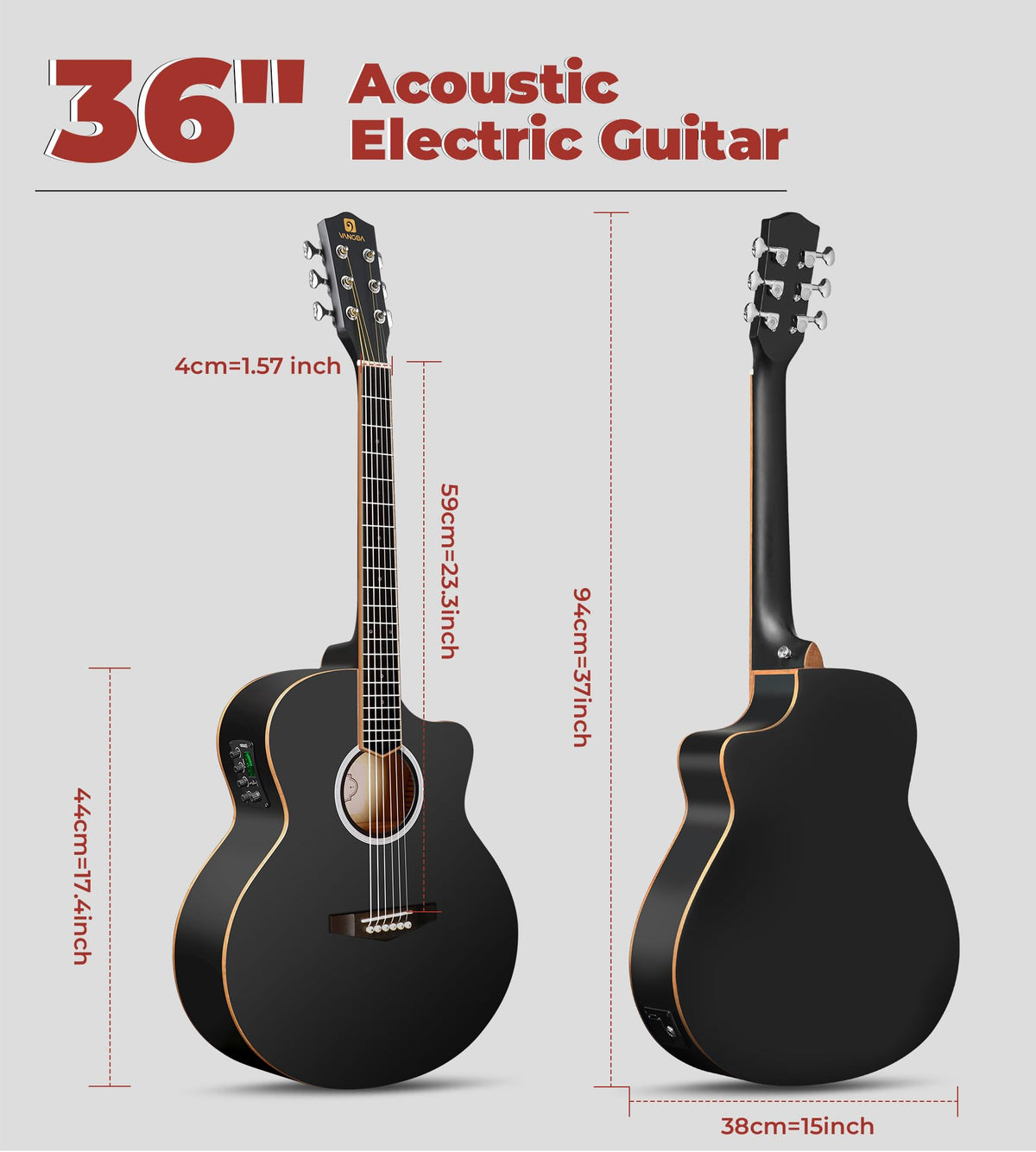 3/4 Electric Acoustic Guitar Kit with 4-Band EQ D326