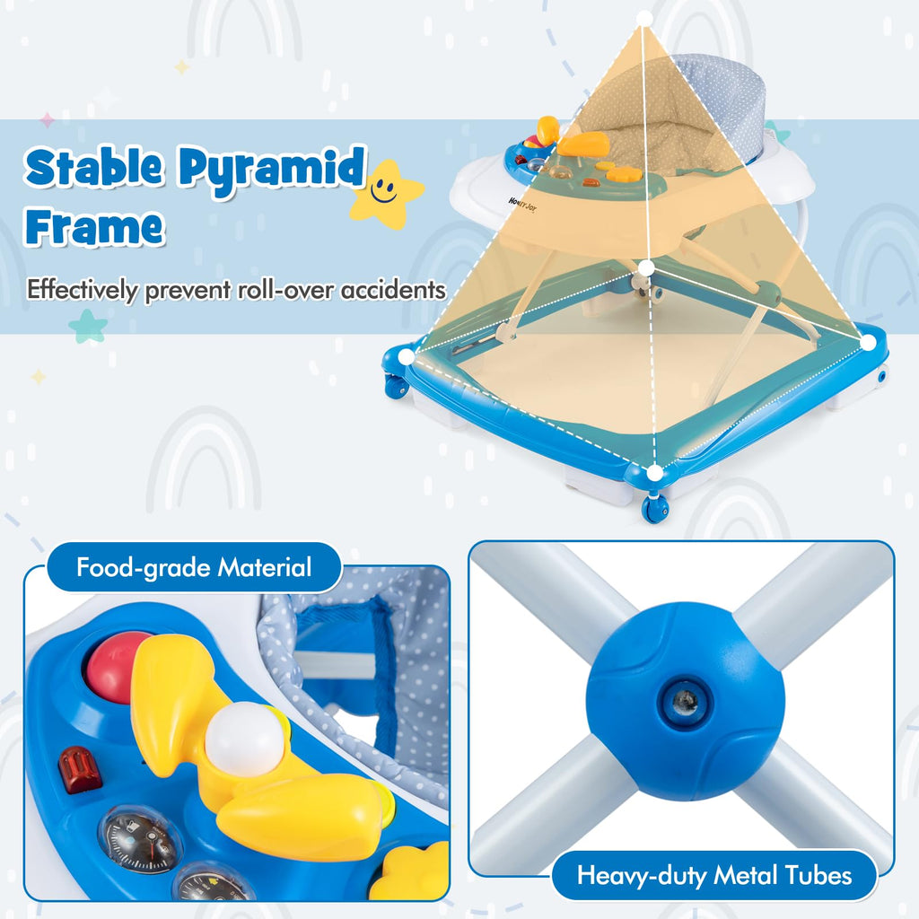 Blue 5 in 1 Foldable Baby Walker with Wheels J9262