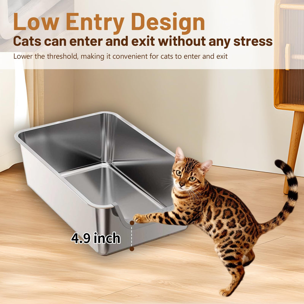 Stainless Steel Cat Litter Box with Low Entry L6514