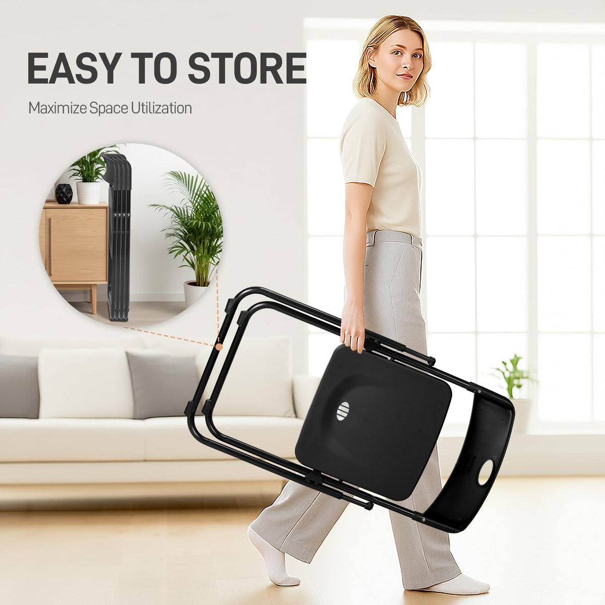 10 PCS Black Plastic Folding Chair J269321