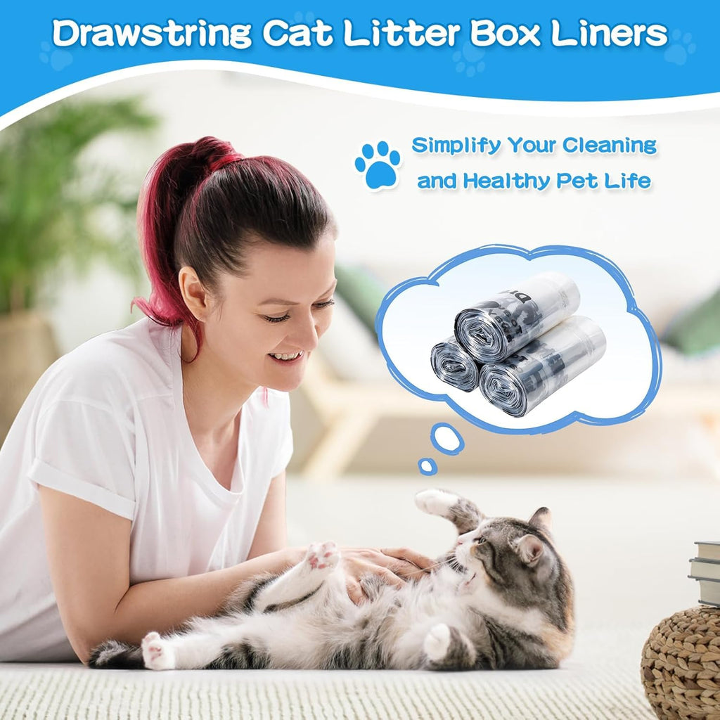 Litter Box Liners 100 Count Leak-Proof Drawstring I723