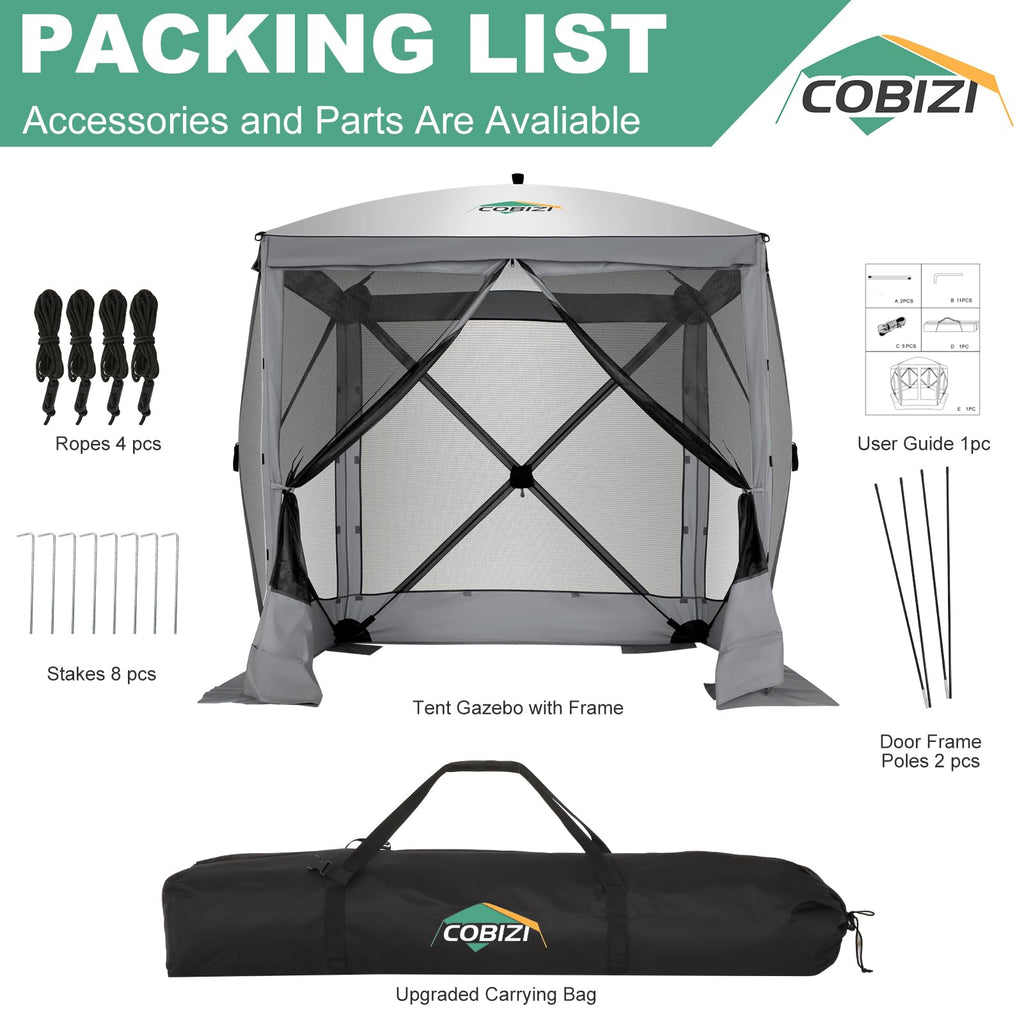 6x6 FT Waterproof Pop up Gazebo Tent with Mosquito Netting J976792