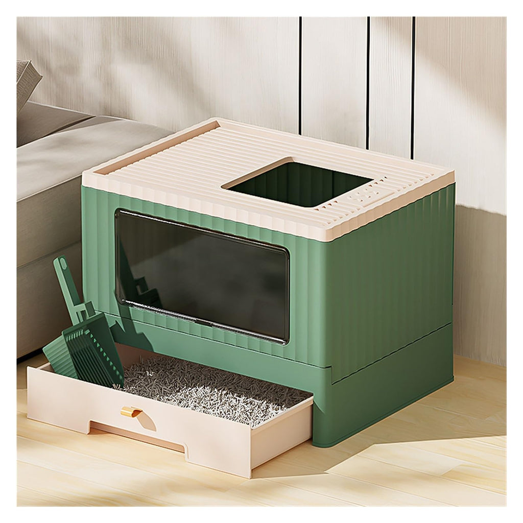 Foldable Enclosed Cat Litter Box with Lid and Scoop K538
